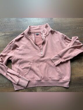 Aerie Quarter-Zip Sweatshirt in Dusty Pink